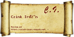 Czink Irén névjegykártya