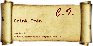 Czink Irén névjegykártya